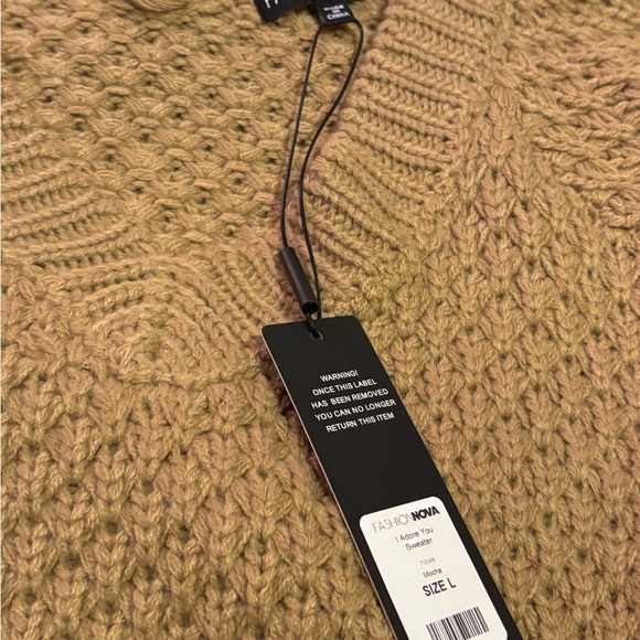 Beige Fashion Nova I adore you sweater NWT Size Large - Picture 8 of 9